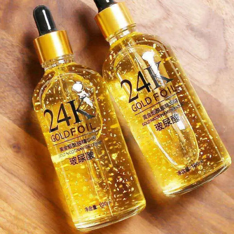 24k Ouro Àcido Hialurônico Nicotinamida Solução Soro Facial Anti Envelhecimento Levantamento Facial Colágeno Ginseng Essência Cuidados Com Acne E Preservação Da Pele